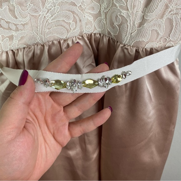 NWT After Six | Cameo Blush Ivory Cocktail Length Classic Lace Dress 4 - Picture 12 of 13